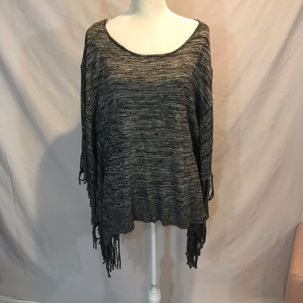 Ana black fringe arm sweater. Size XL.